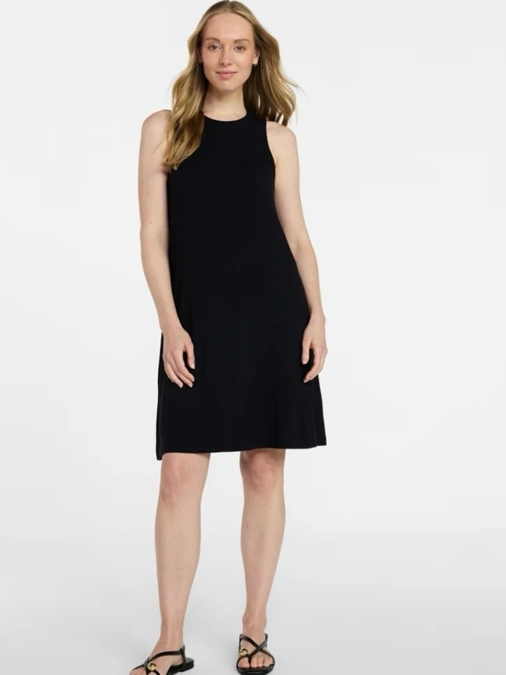 NWT Philosophy Sz 1X Women's Black Sleeveless A-Line Dress Knit Middle Dress